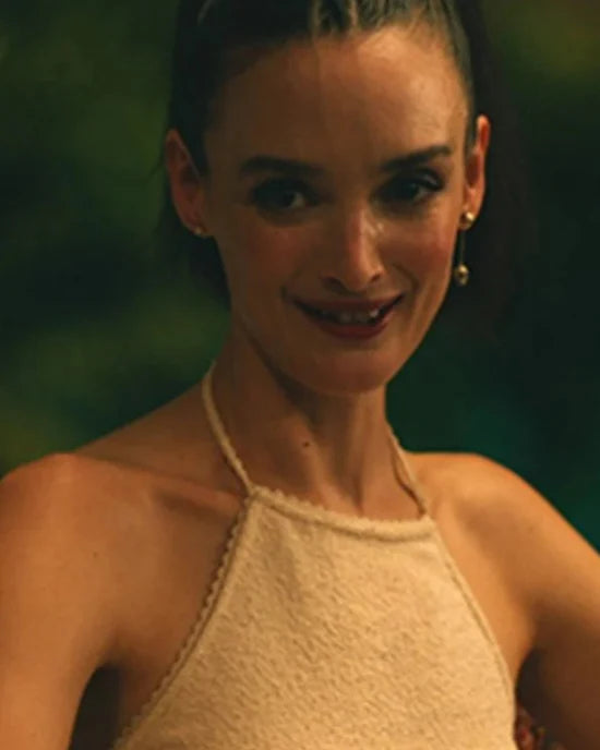 The White Lotus S03 Charlotte Le Bon Embroidered Halter Top