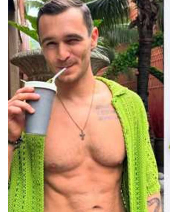 The White Lotus S03 Julian Kostov Lime Crochet Shirt