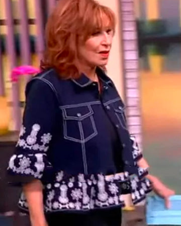 The View 2025 Joy Behar Floral Embroidered Eyelet Denim Jacket