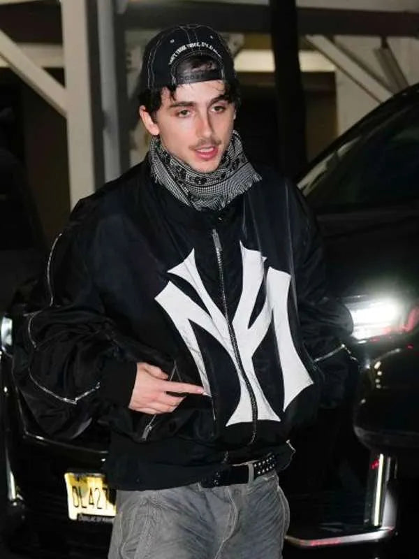 Timothée Chalamet SNL Afterparty New York City Bomber Jacket