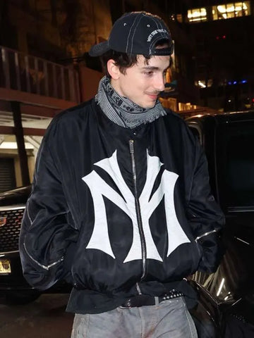 Timothée Chalamet SNL Afterparty New York City Bomber Jacket