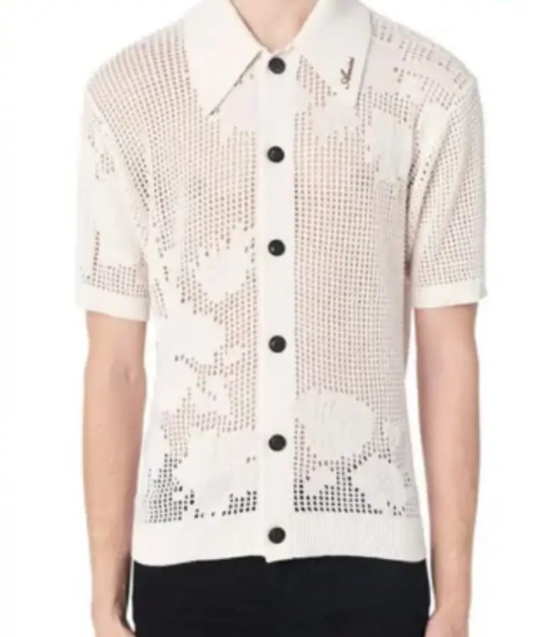 Today Kirk Franklin White Floral Mesh Shirt