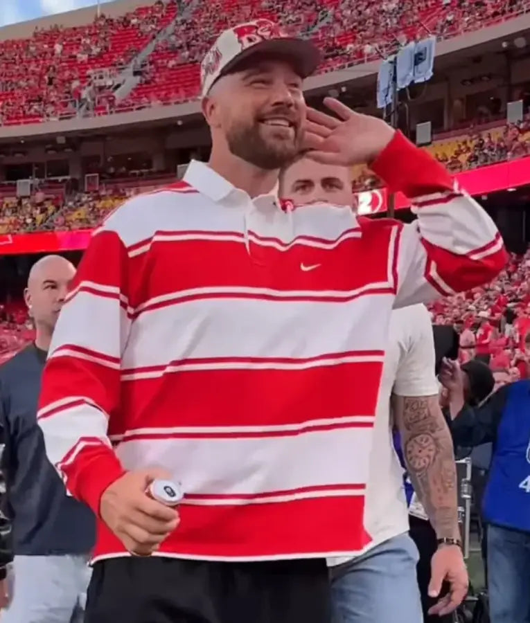 Travis Kelce Cincinnati vs Nebraska Game Striped Rugby Shirt
