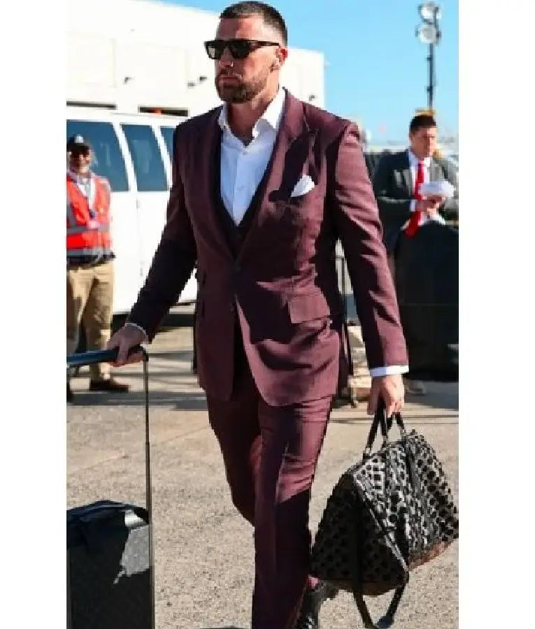 Travis Kelce New Jersey Burgundy Blazer