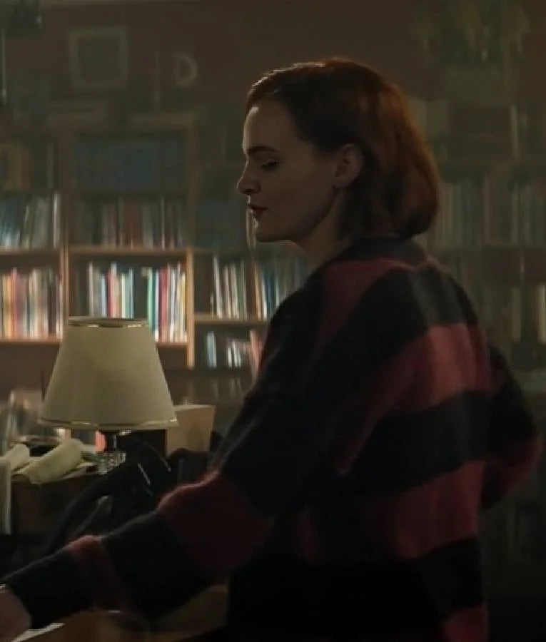 YOU S05 Madeline Brewer Striped Mohair Cardigan