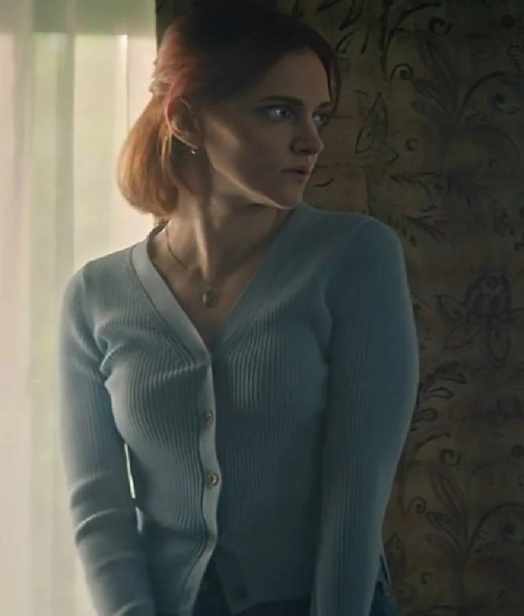 YOU S05 Madeline Brewer Ribbed Knit Cardigan