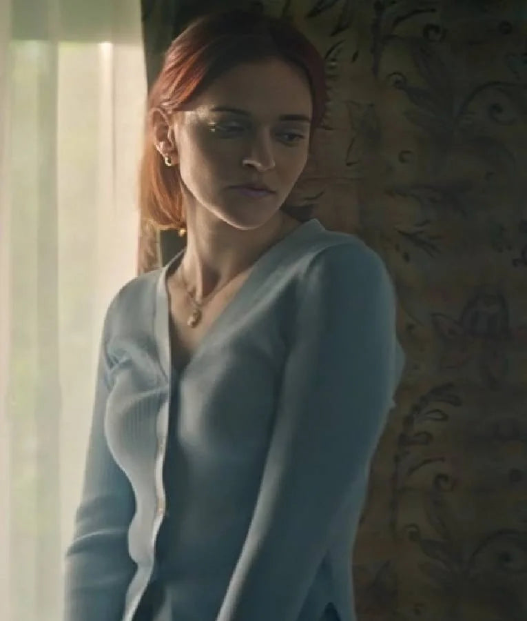 YOU S05 Madeline Brewer Ribbed Knit Cardigan