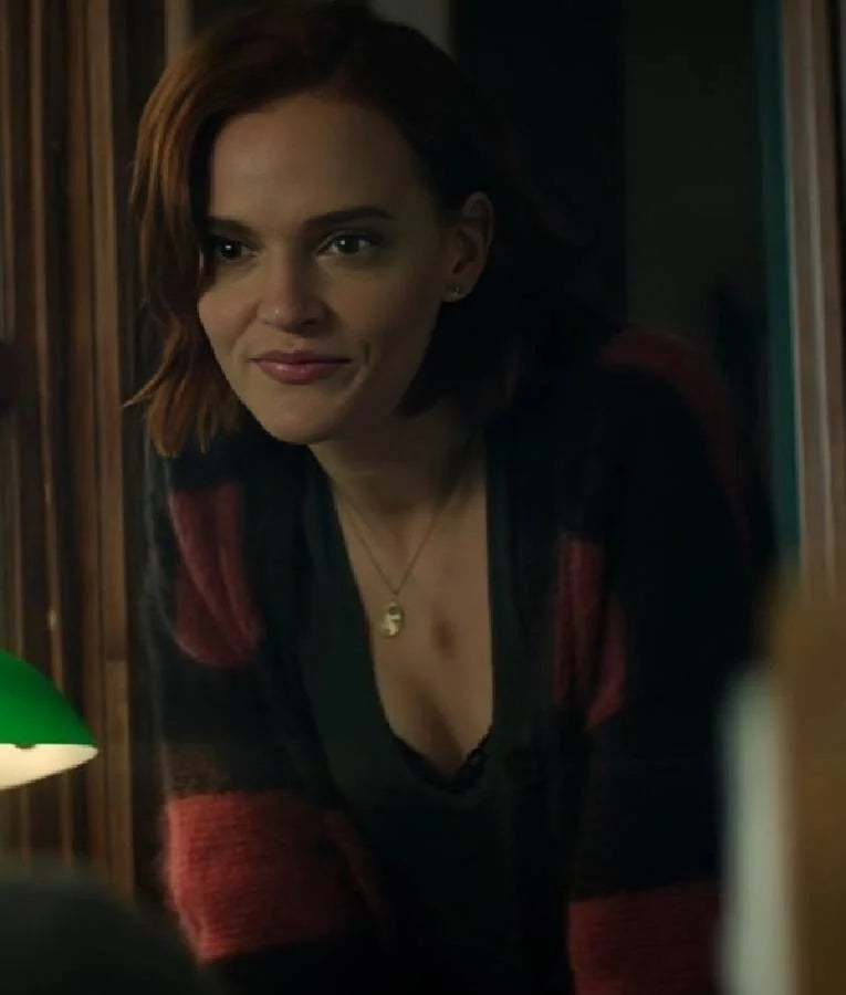 YOU S05 Madeline Brewer Striped Mohair Cardigan