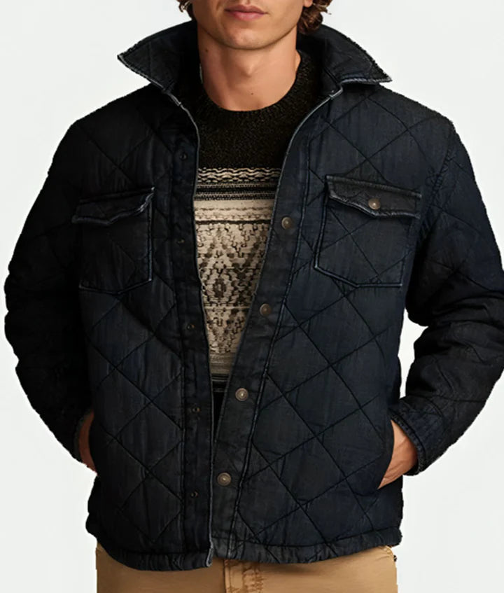 Yellowstone-Cole-Hauser-Dillards-Blue-Quilted-Jacket