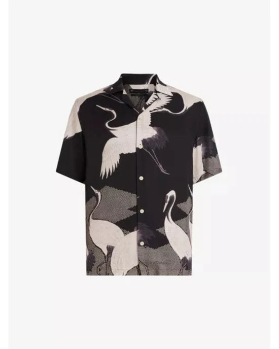 Access Daily 2025 Scott Evans Black Bird Print Shirt