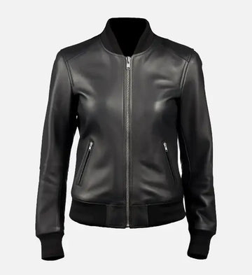 Women Quilted Black Leather Biker Jacket