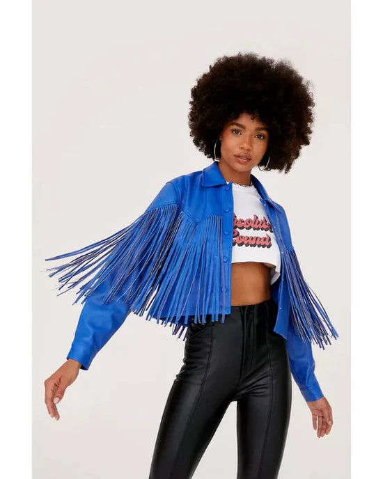 The Voice S27 Hailey Wright Blue Fringed Jacket