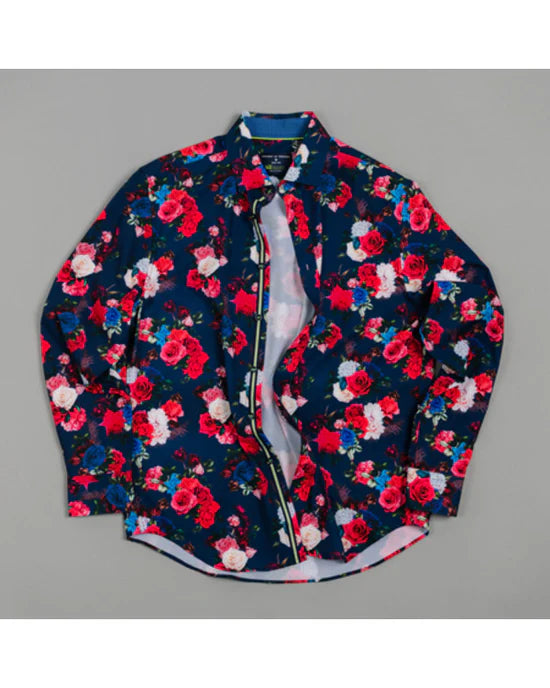 American Idol S23 Canaan James Hill Navy Floral Shirt