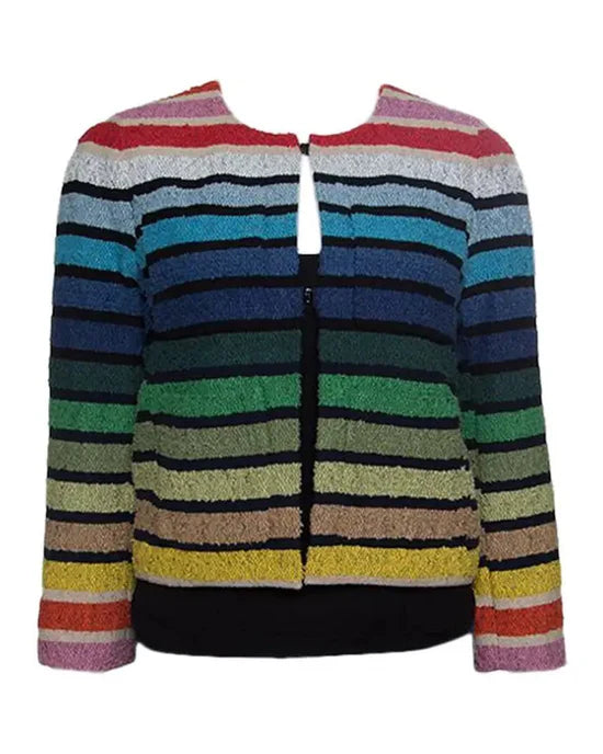Elsbeth S02 Carrie Preston Rainbow Striped Tweed Jacket