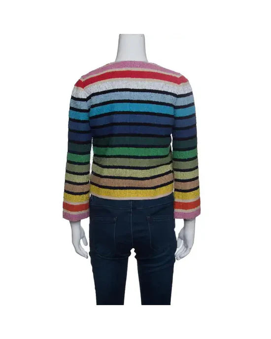 Elsbeth S02 Carrie Preston Rainbow Striped Tweed Jacket