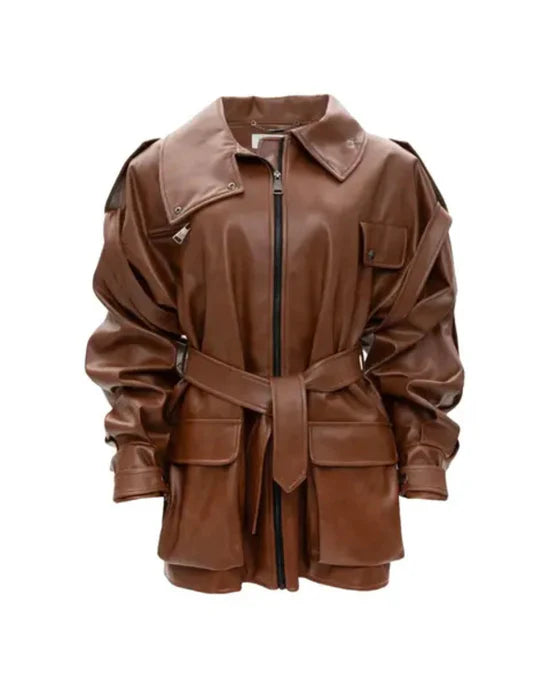 Pop-The-Balloon-Live-S01-Yvonne-Orji-Brown-Leather-Jacket