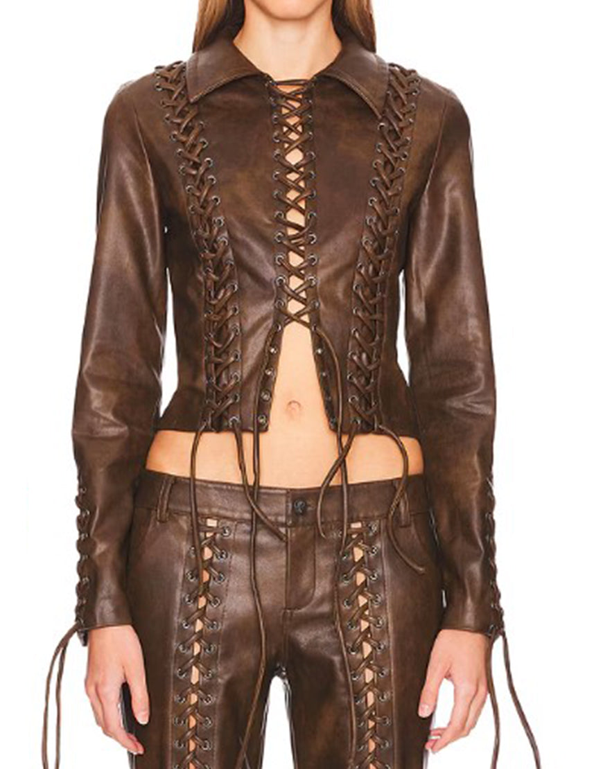 Beyond The Gates 2025 Trisha Mann Leather Lace-Up Jacket