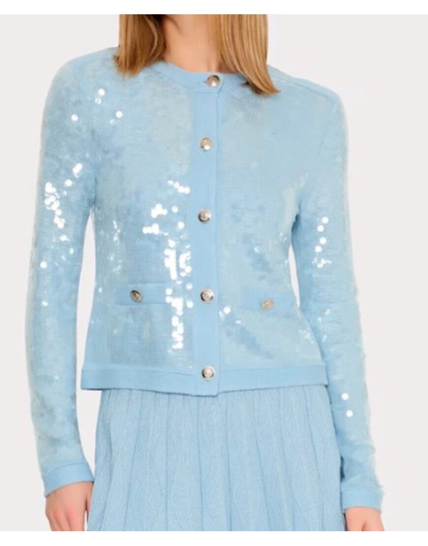 Access Daily 2025 Alison Triessl Blue Sequin Cardigan