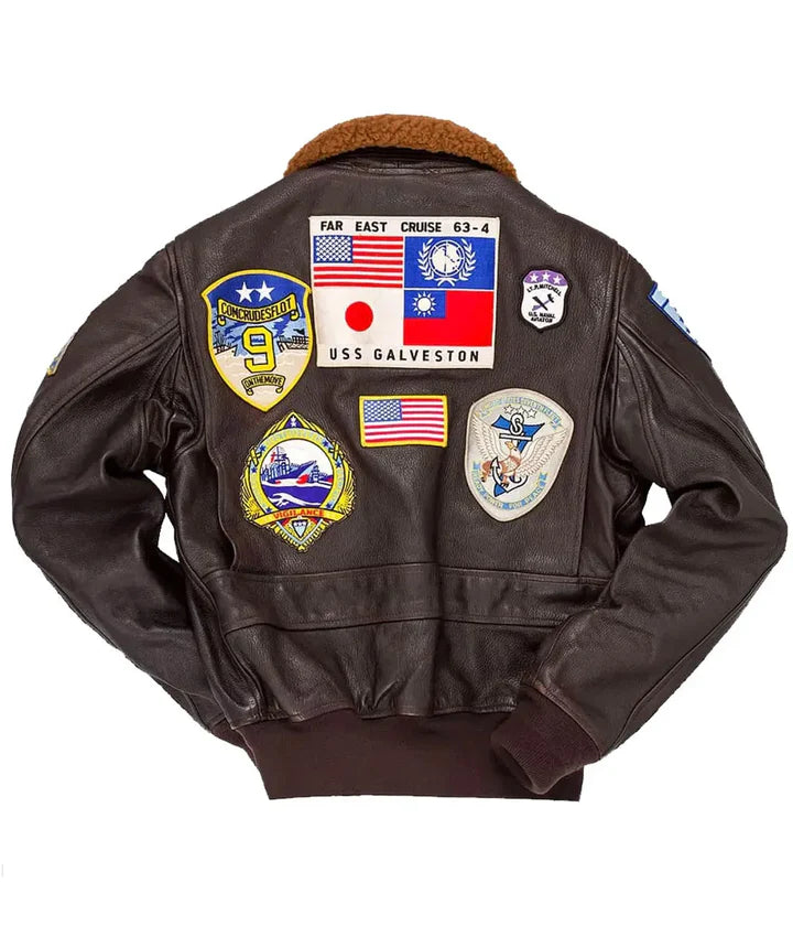 Top Gun Bomber Brown Leather Jacket