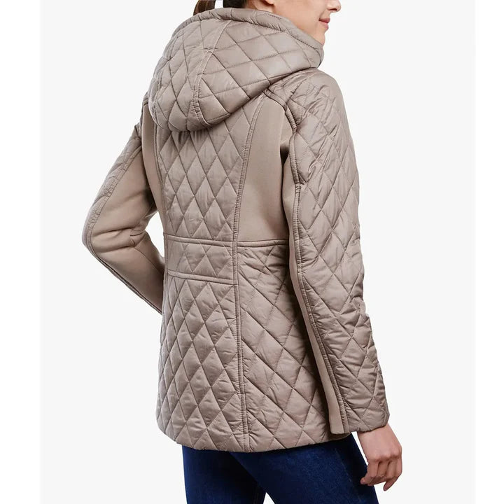 Women’s Zip Front Diamond Quilted Hooded Jacket