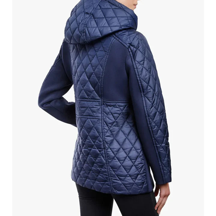 Women’s Zip Front Diamond Quilted Hooded Jacket