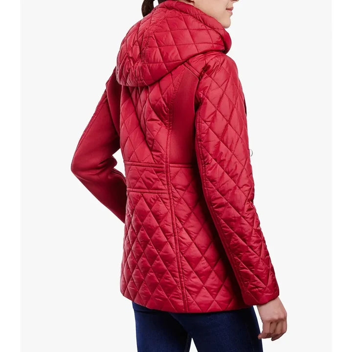 Women’s Zip Front Diamond Quilted Hooded Jacket